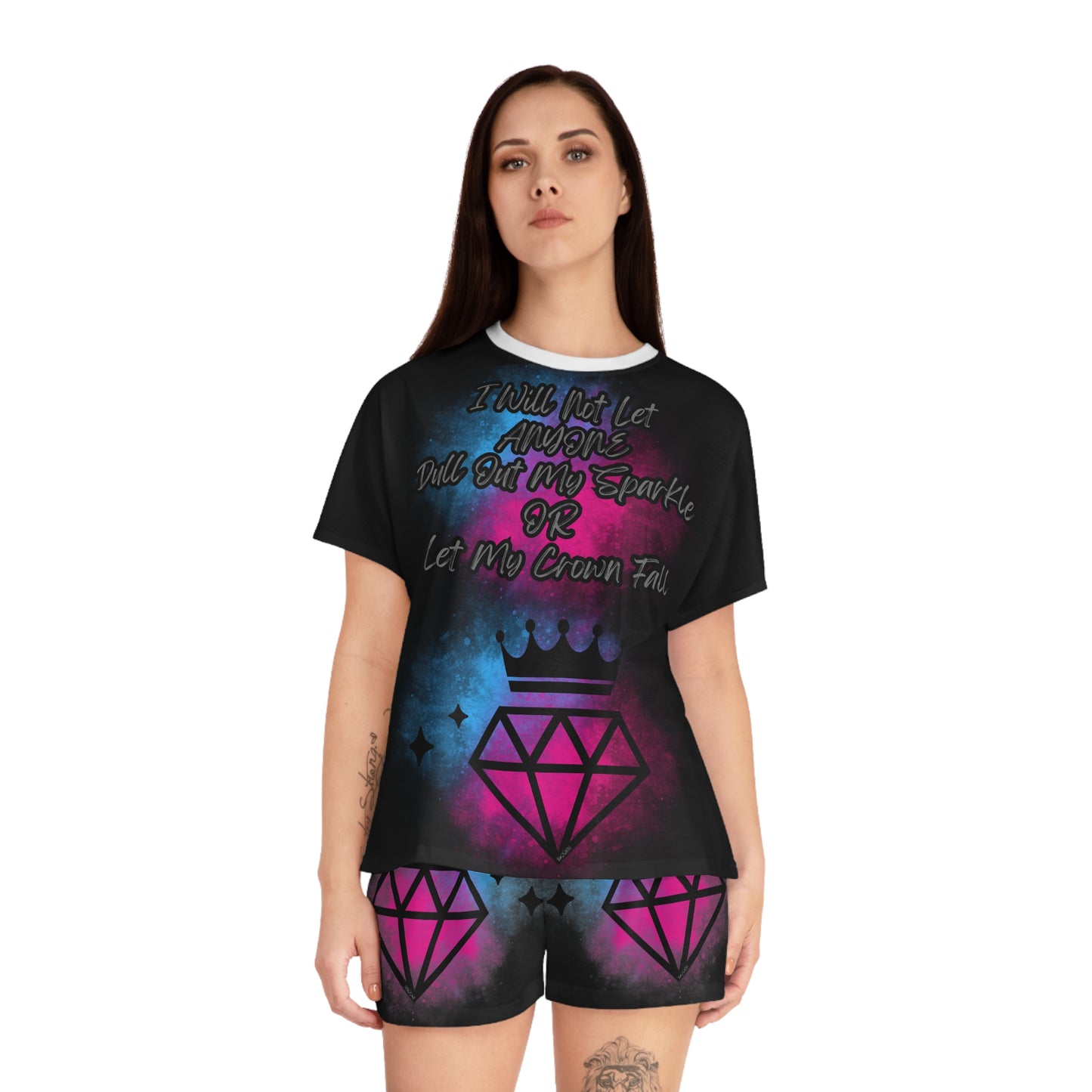 Short Pajama Set - Sparkle Crown Design