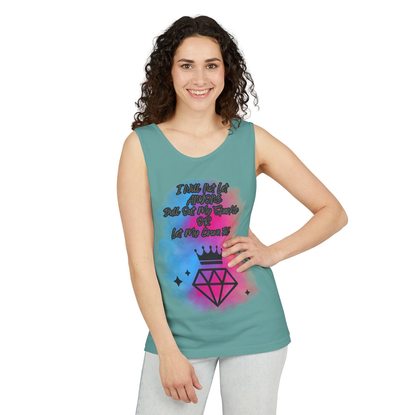 Empowering Unisex Garment-Dyed Tank Top - "I Will Not Let Anyone Put Out My Sparkle" Design