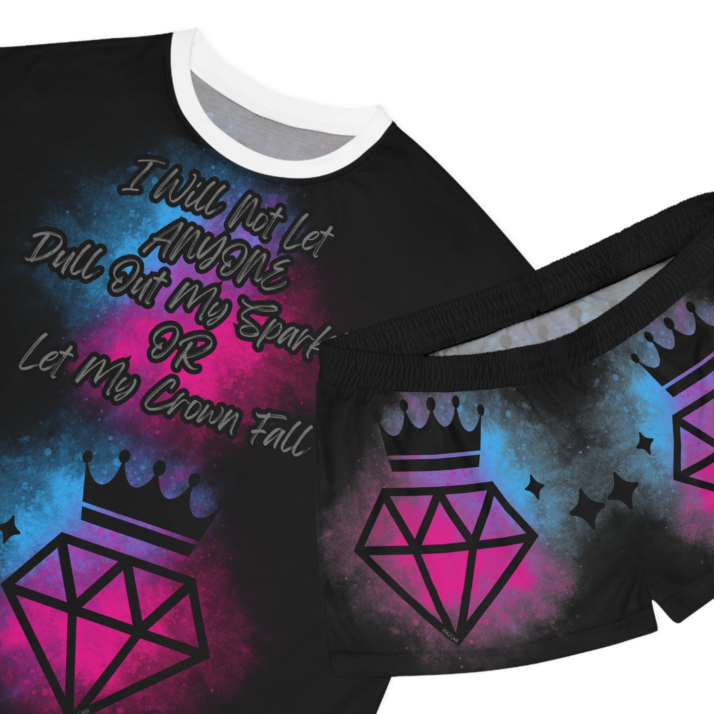 Short Pajama Set - Sparkle Crown Design