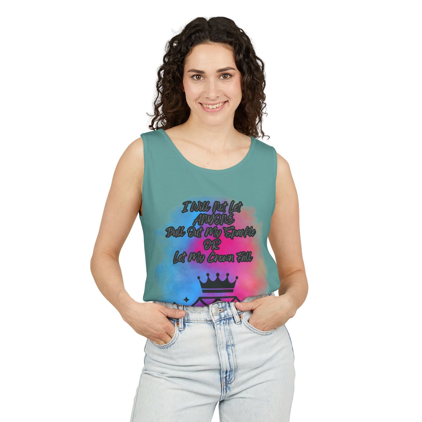 Empowering Unisex Garment-Dyed Tank Top - "I Will Not Let Anyone Put Out My Sparkle" Design