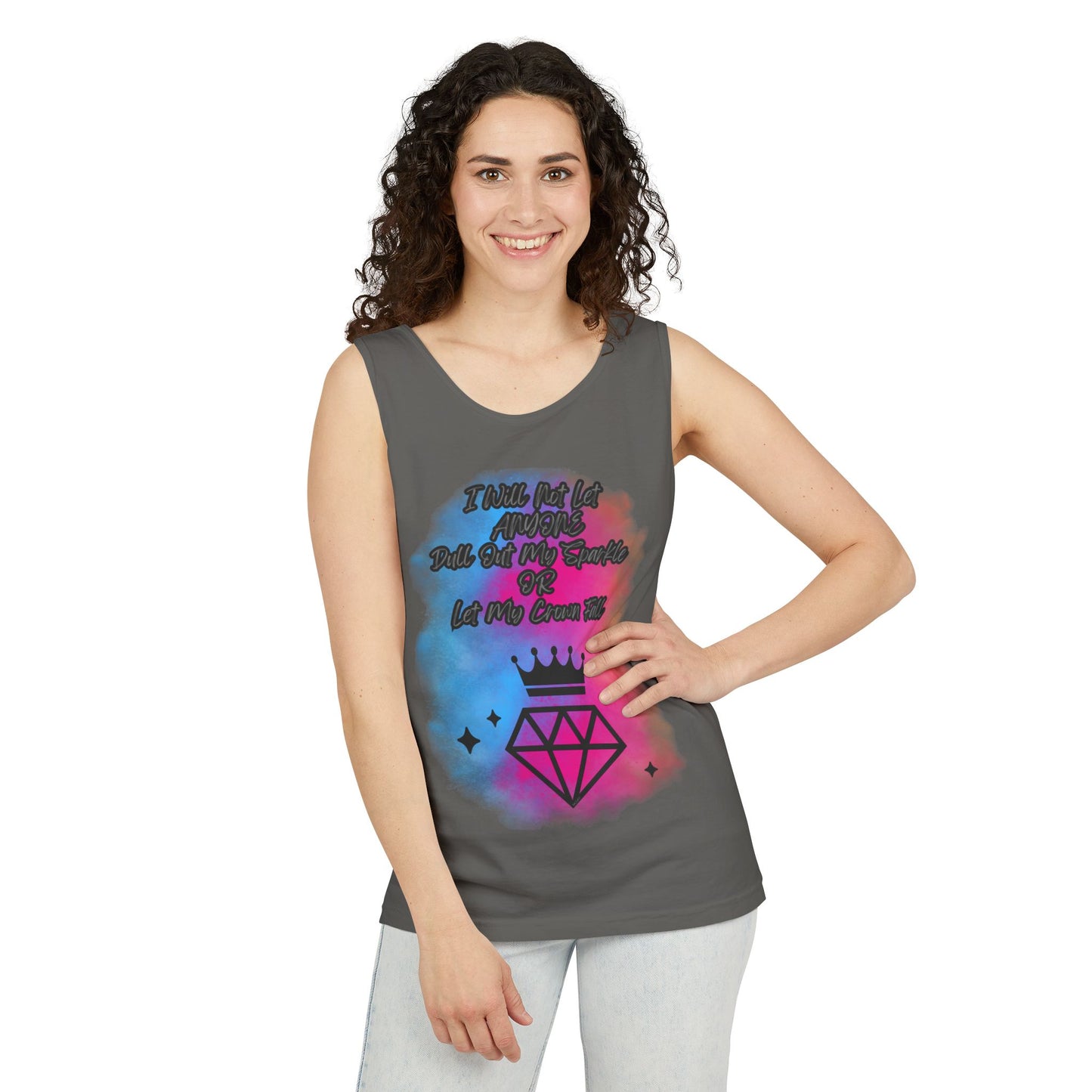 Empowering Unisex Garment-Dyed Tank Top - "I Will Not Let Anyone Put Out My Sparkle" Design