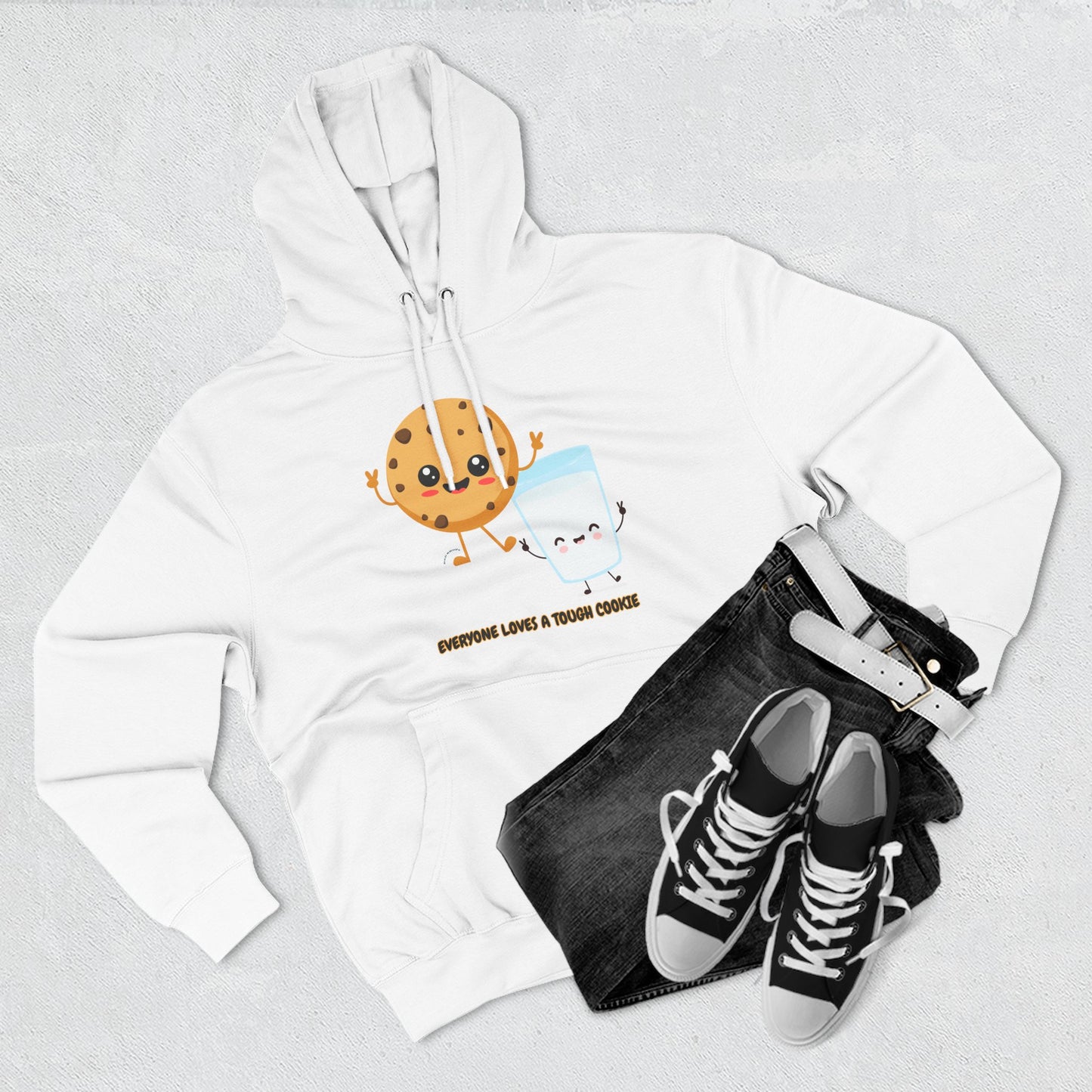 Cute Cookie & Milk Hoodie - 'Everyone Loves A Tough Cookie'