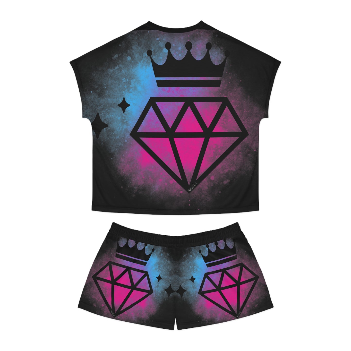 Short Pajama Set - Sparkle Crown Design