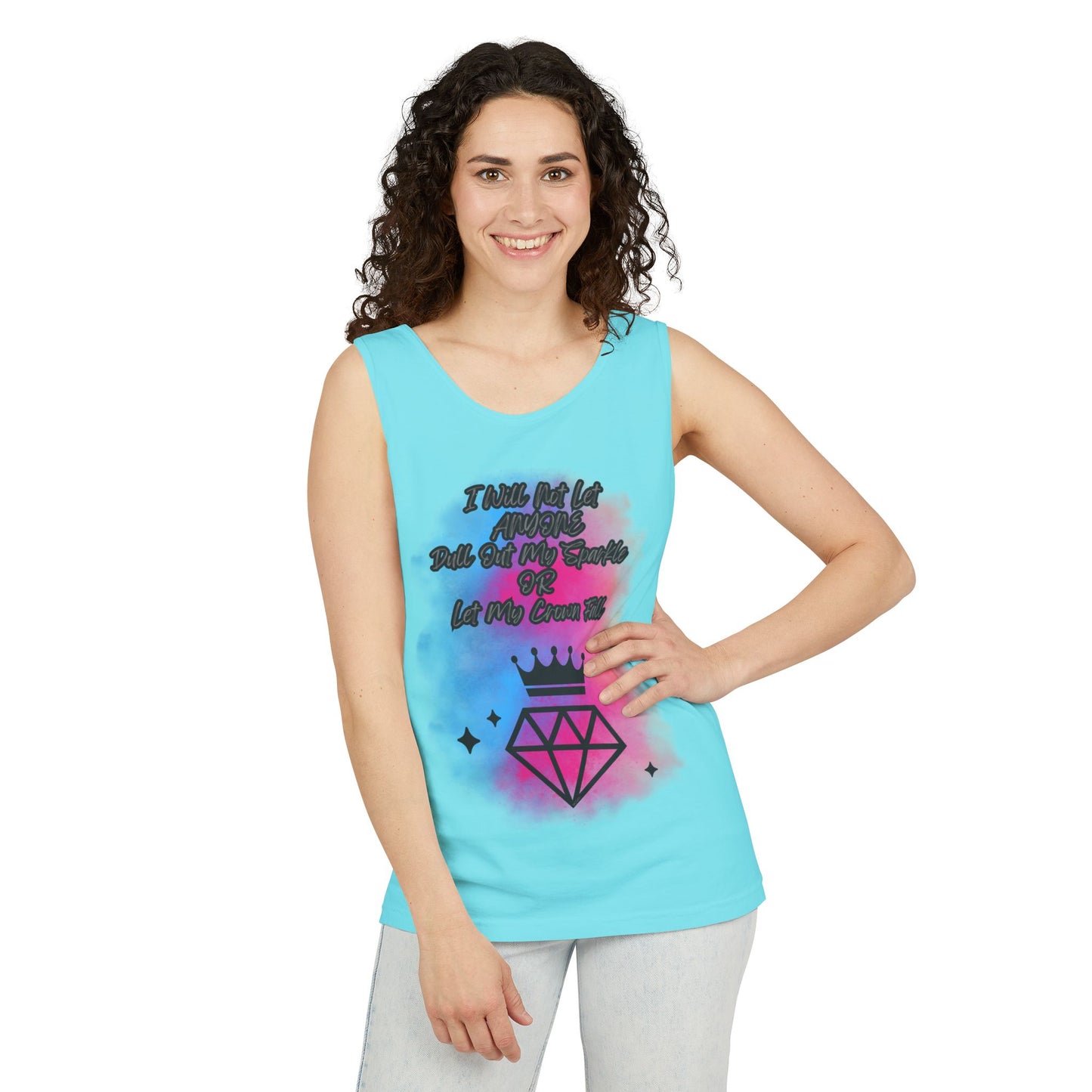 Empowering Unisex Garment-Dyed Tank Top - "I Will Not Let Anyone Put Out My Sparkle" Design