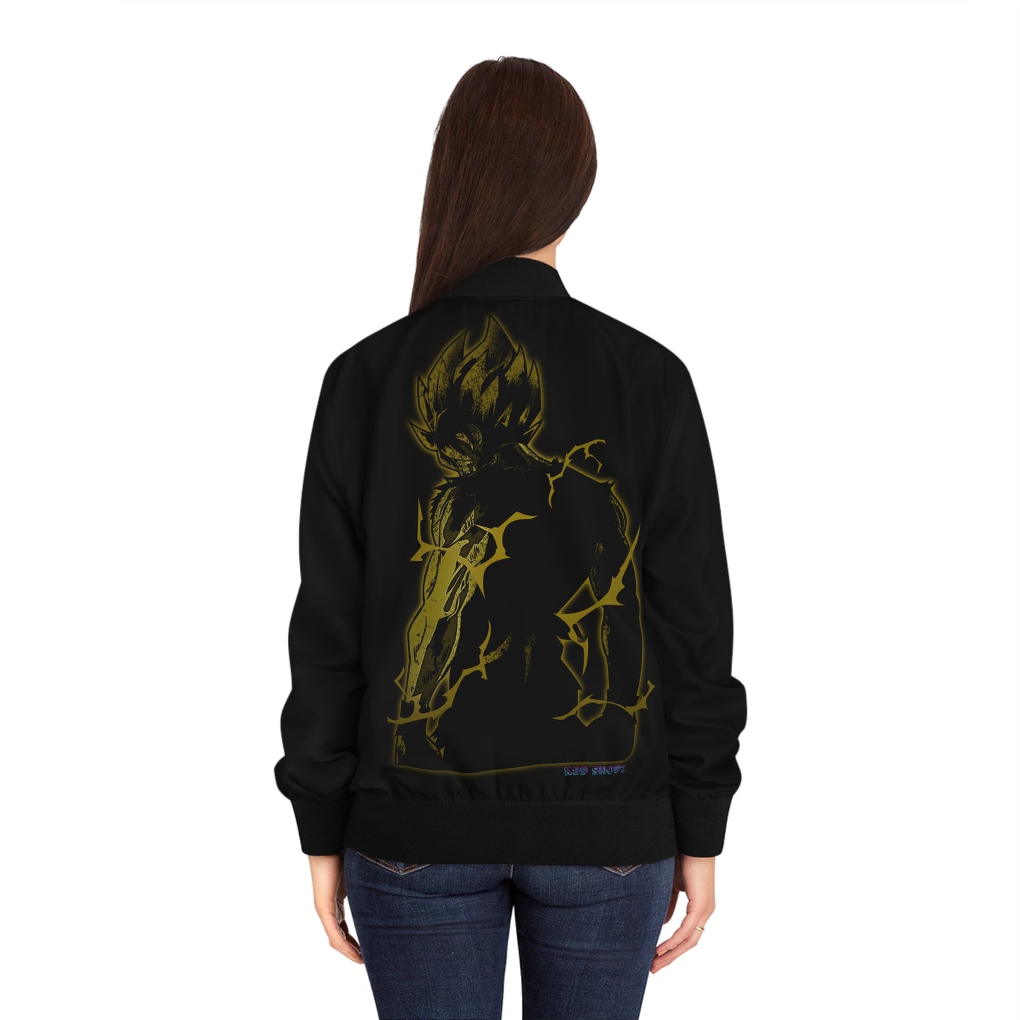 Anime-Inspired Women's Bomber Jacket with Bold Graphic Design