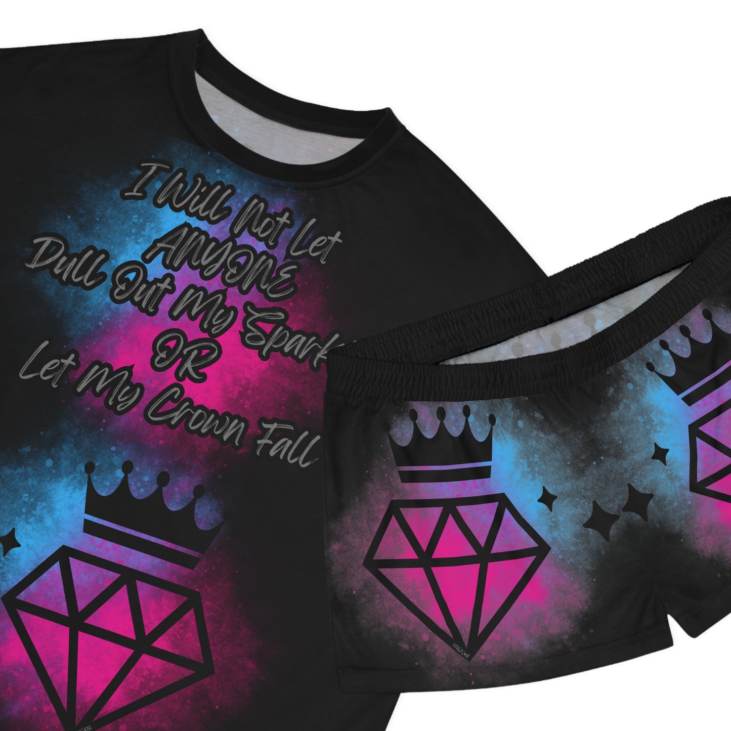 Short Pajama Set - Sparkle Crown Design
