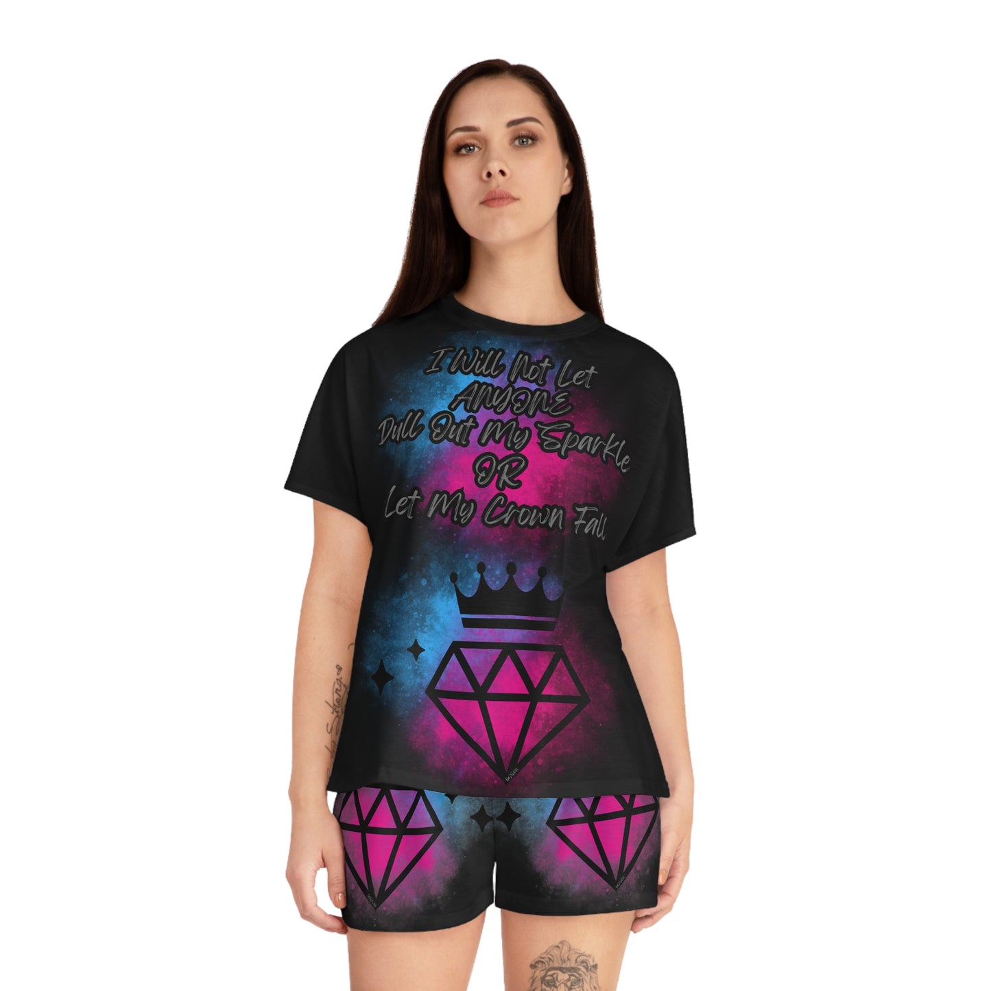 Short Pajama Set - Sparkle Crown Design