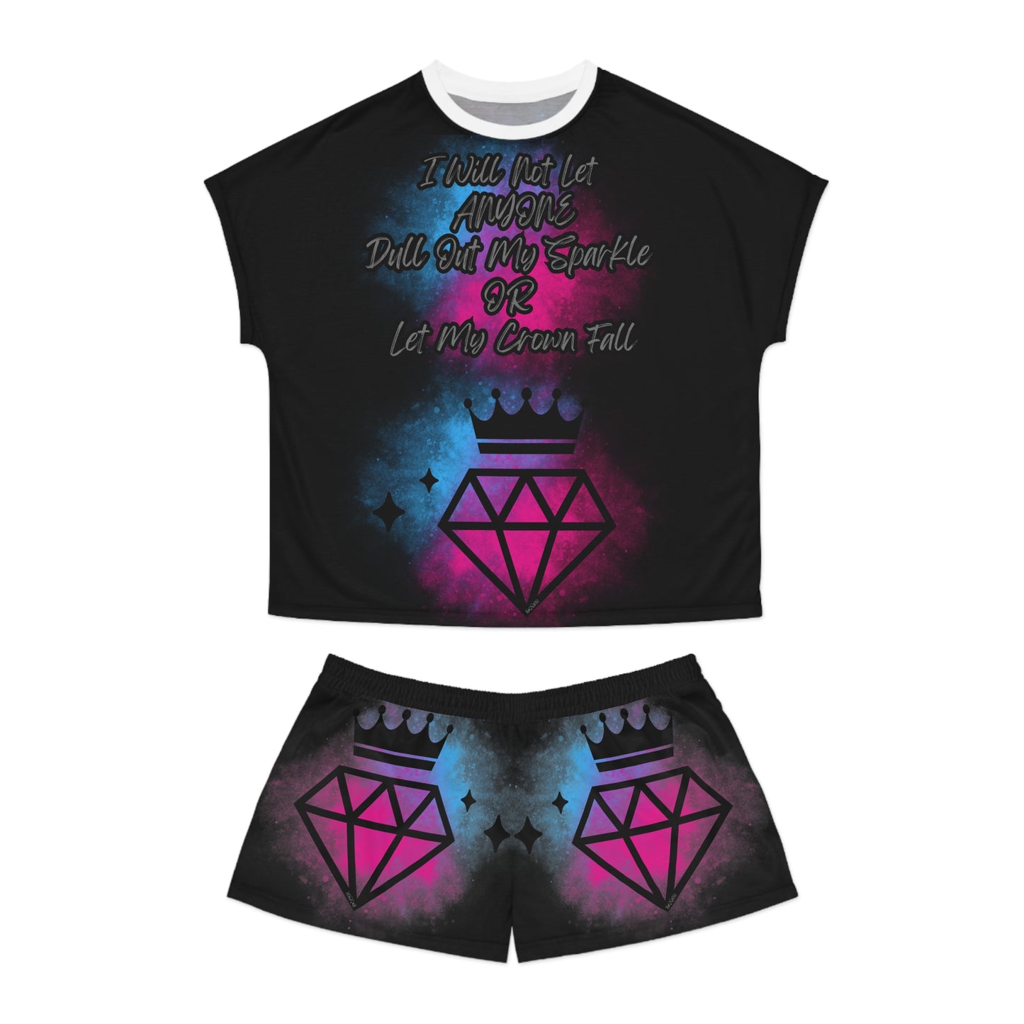 Short Pajama Set - Sparkle Crown Design