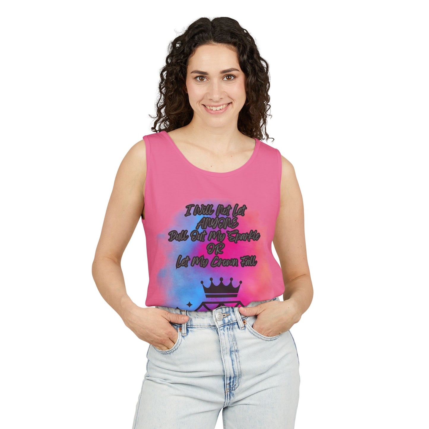 Empowering Unisex Garment-Dyed Tank Top - "I Will Not Let Anyone Put Out My Sparkle" Design