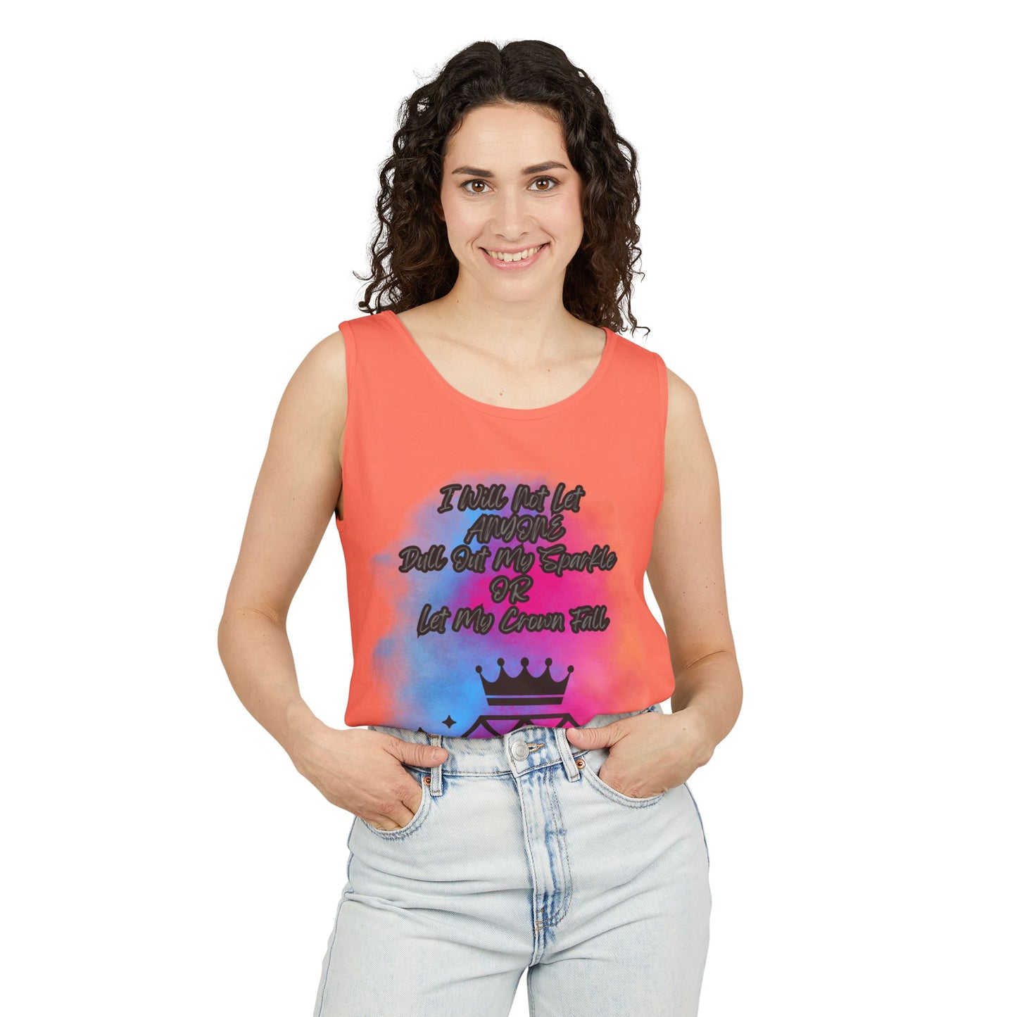Empowering Unisex Garment-Dyed Tank Top - "I Will Not Let Anyone Put Out My Sparkle" Design