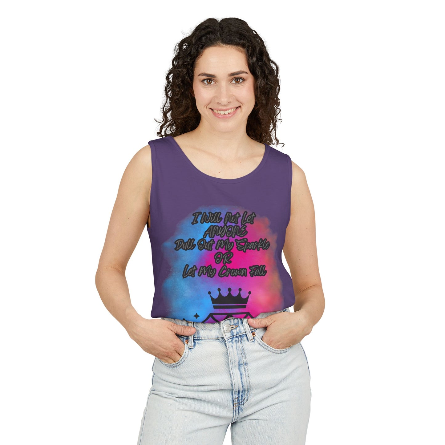 Empowering Unisex Garment-Dyed Tank Top - "I Will Not Let Anyone Put Out My Sparkle" Design