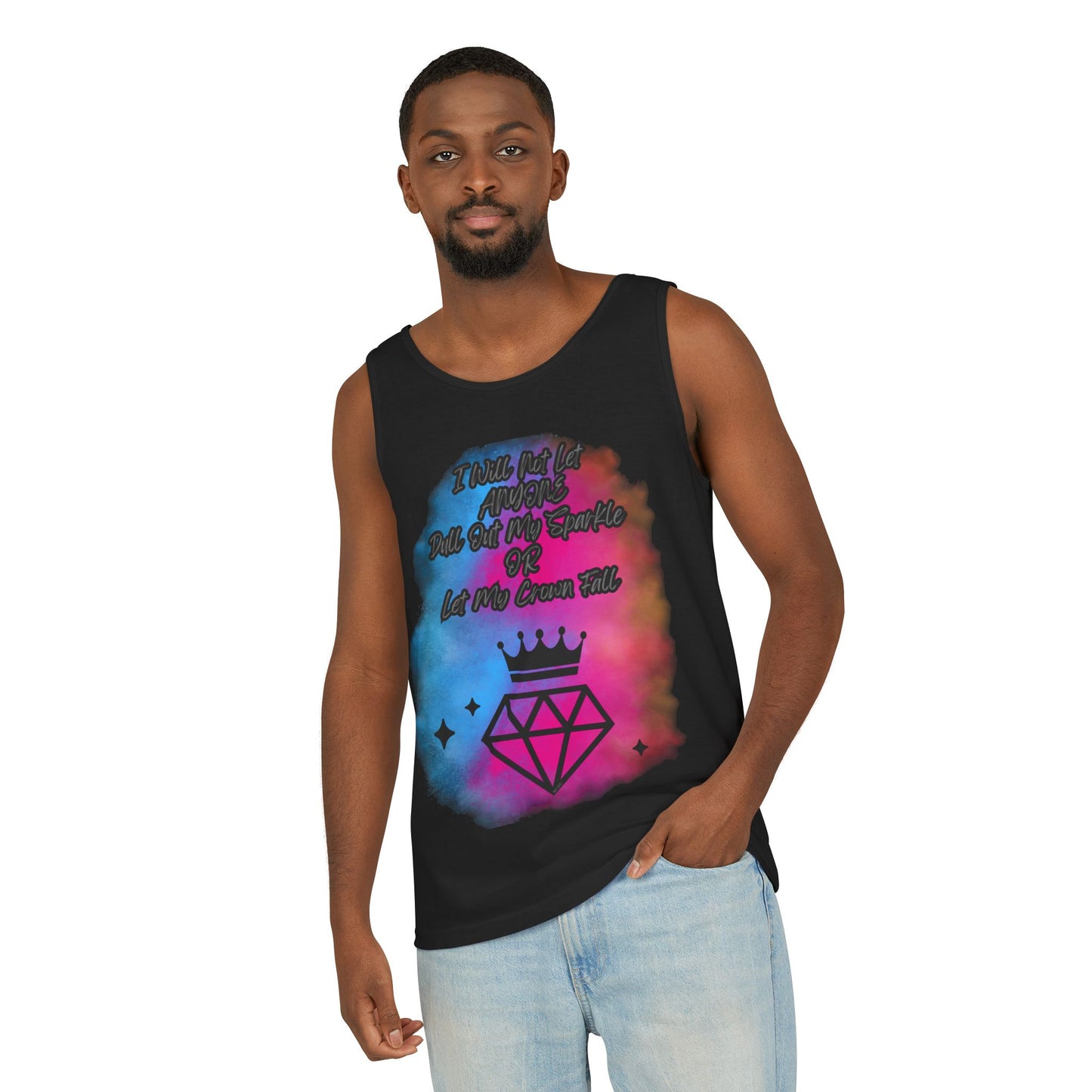 Empowering Unisex Garment-Dyed Tank Top - "I Will Not Let Anyone Put Out My Sparkle" Design