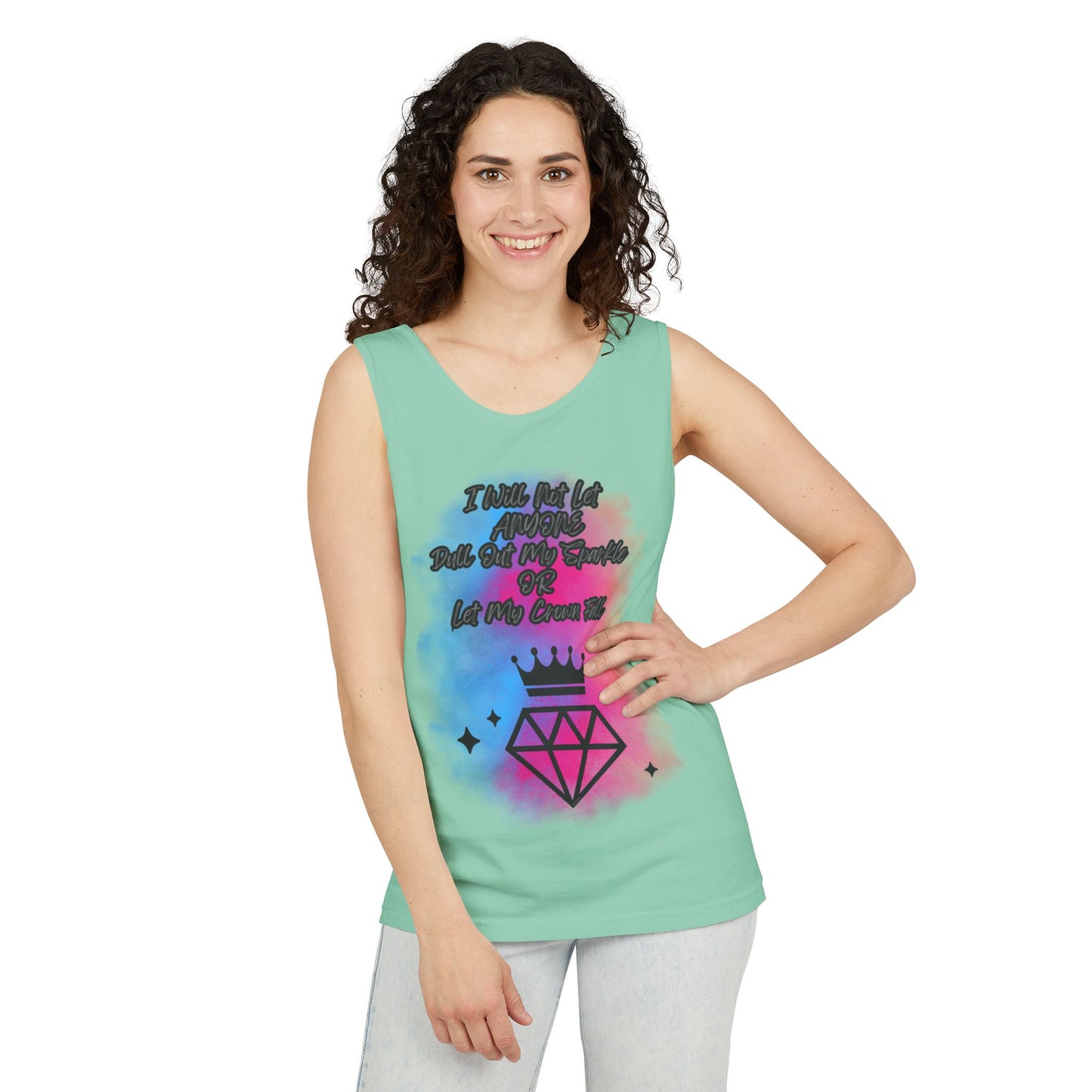 Empowering Unisex Garment-Dyed Tank Top - "I Will Not Let Anyone Put Out My Sparkle" Design