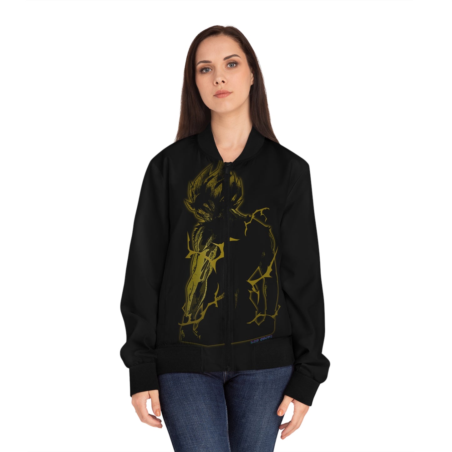 Anime-Inspired Women's Bomber Jacket with Bold Graphic Design