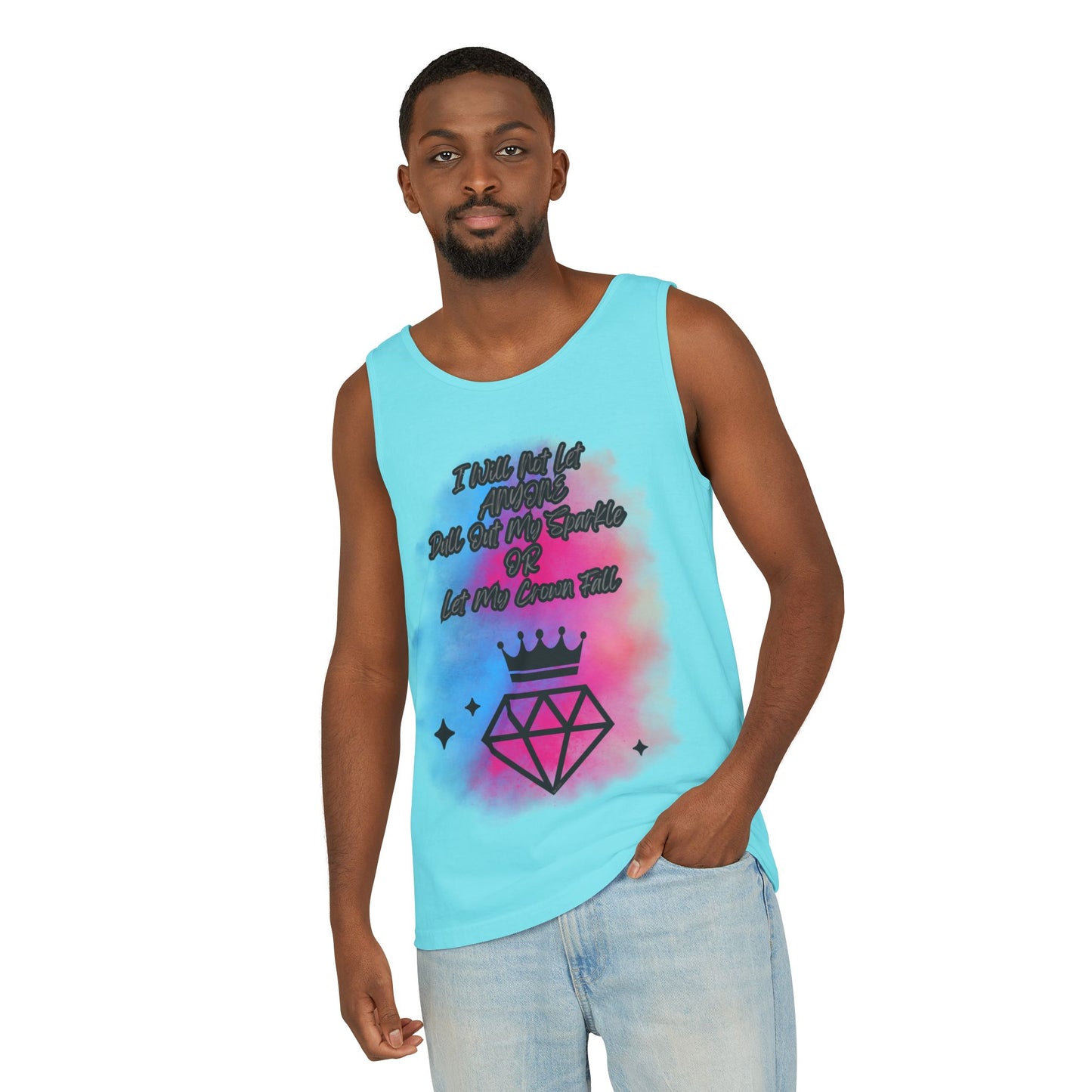 Empowering Unisex Garment-Dyed Tank Top - "I Will Not Let Anyone Put Out My Sparkle" Design