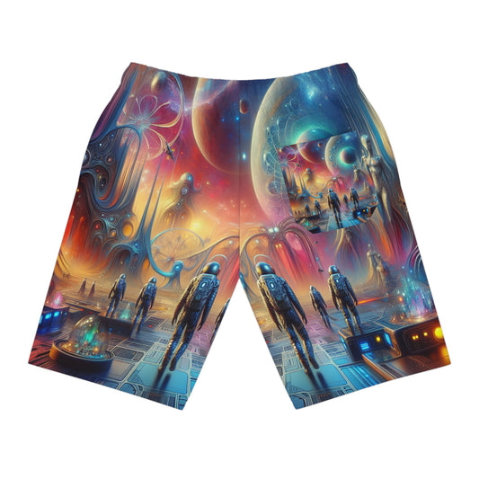Athletic Long Shorts - Futuristic Space Design