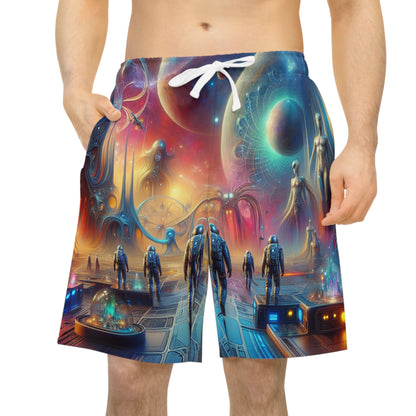 Athletic Long Shorts - Futuristic Space Design