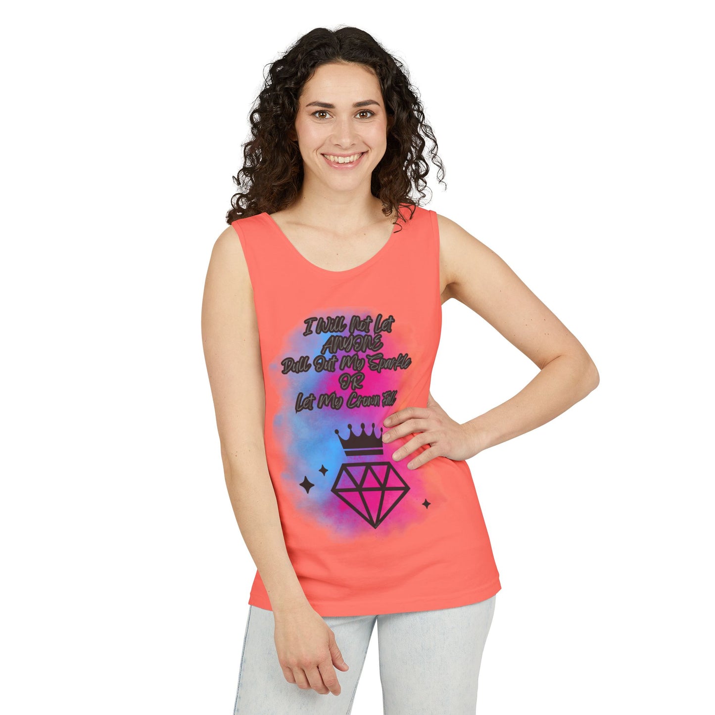 Empowering Unisex Garment-Dyed Tank Top - "I Will Not Let Anyone Put Out My Sparkle" Design
