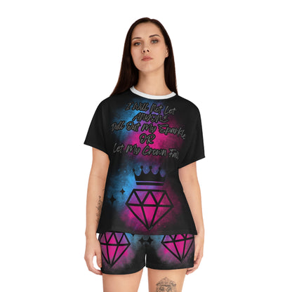 Short Pajama Set - Sparkle Crown Design
