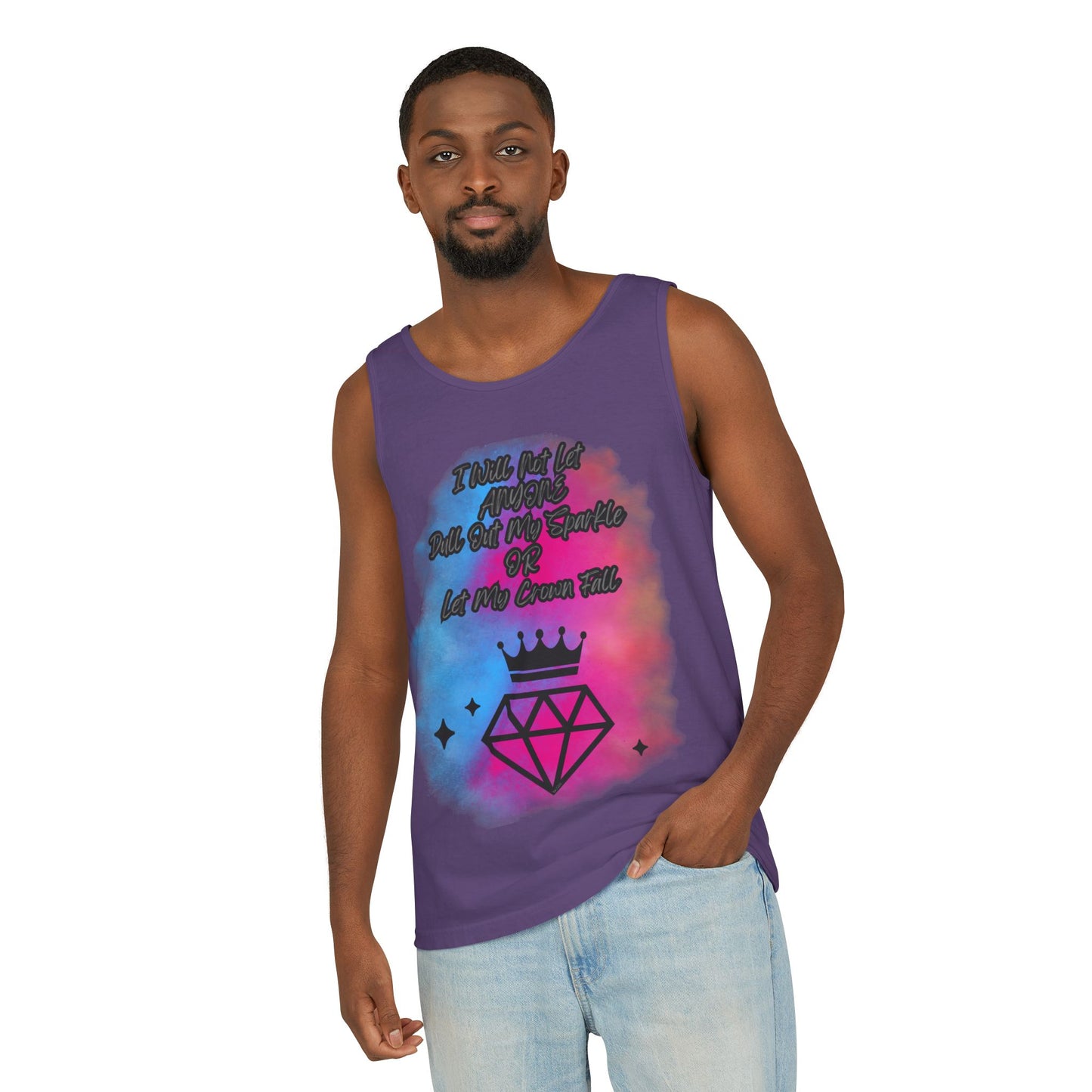 Empowering Unisex Garment-Dyed Tank Top - "I Will Not Let Anyone Put Out My Sparkle" Design