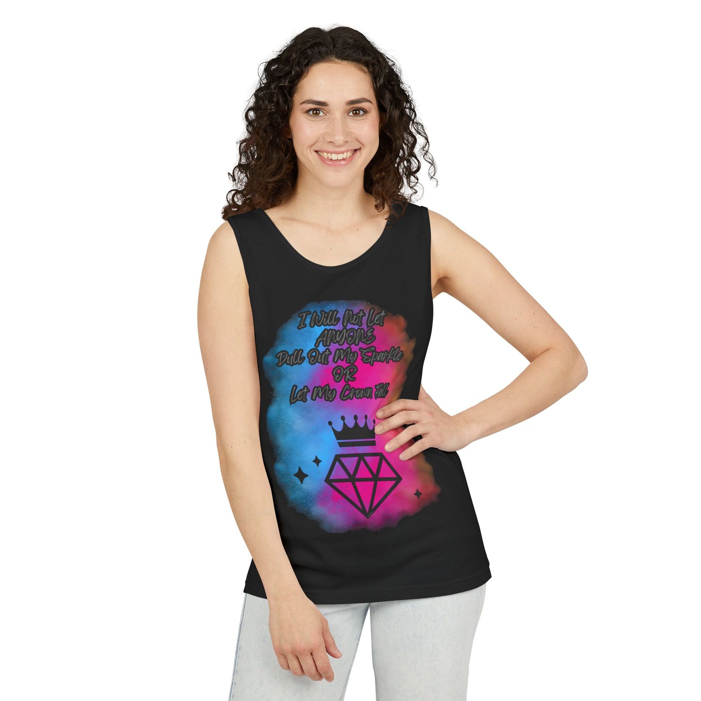 Empowering Unisex Garment-Dyed Tank Top - "I Will Not Let Anyone Put Out My Sparkle" Design