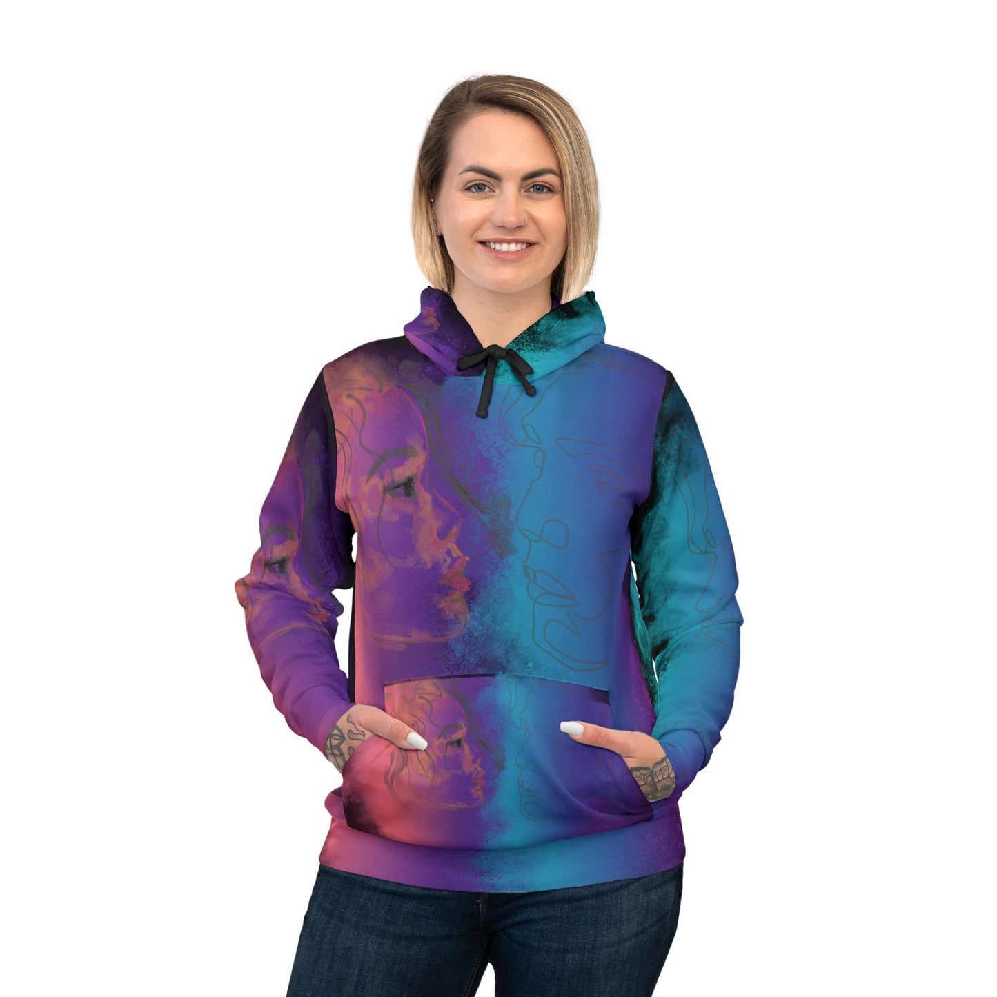 Vibrant Artistic Athletic Hoodie - Colorful Abstract Design