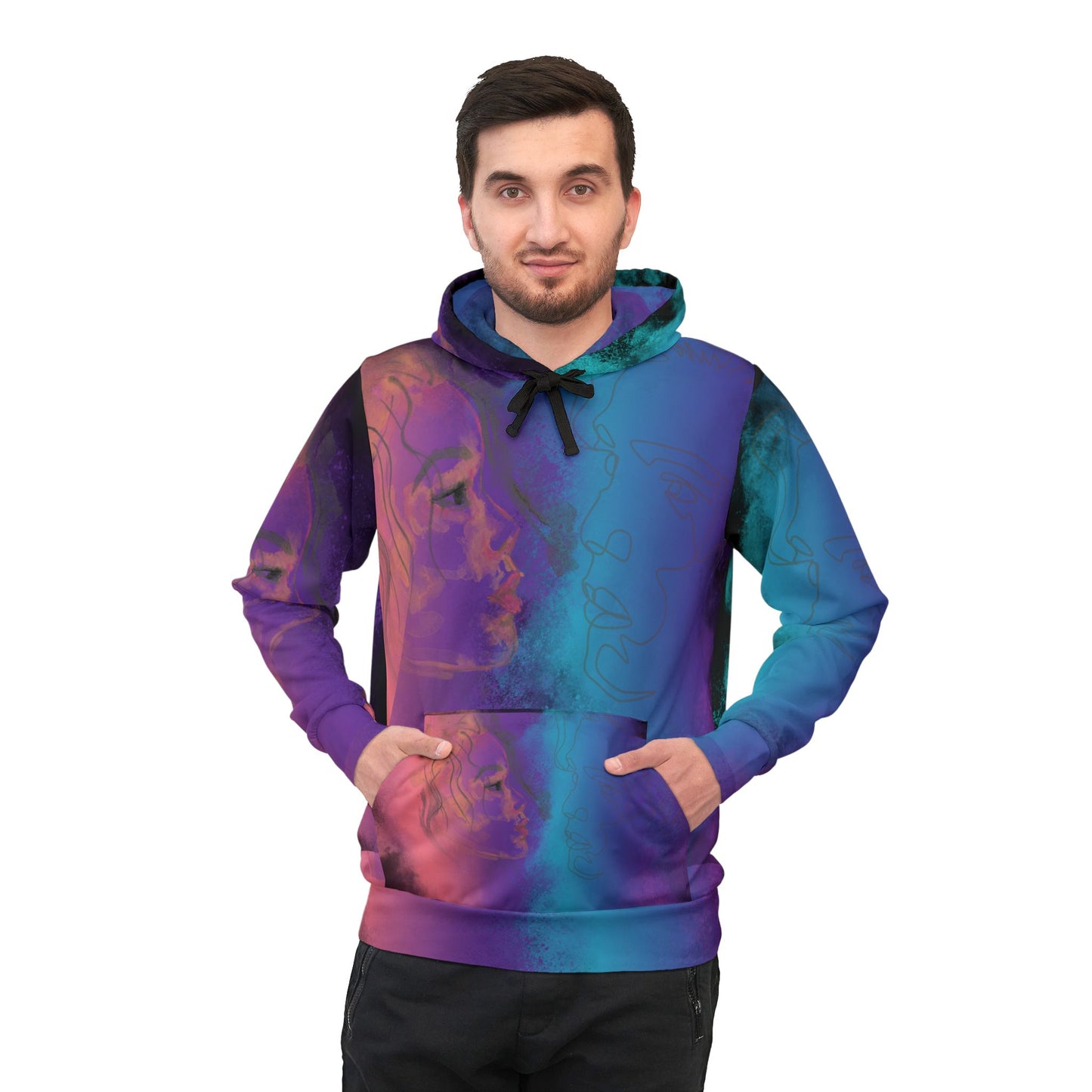 Vibrant Artistic Athletic Hoodie - Colorful Abstract Design