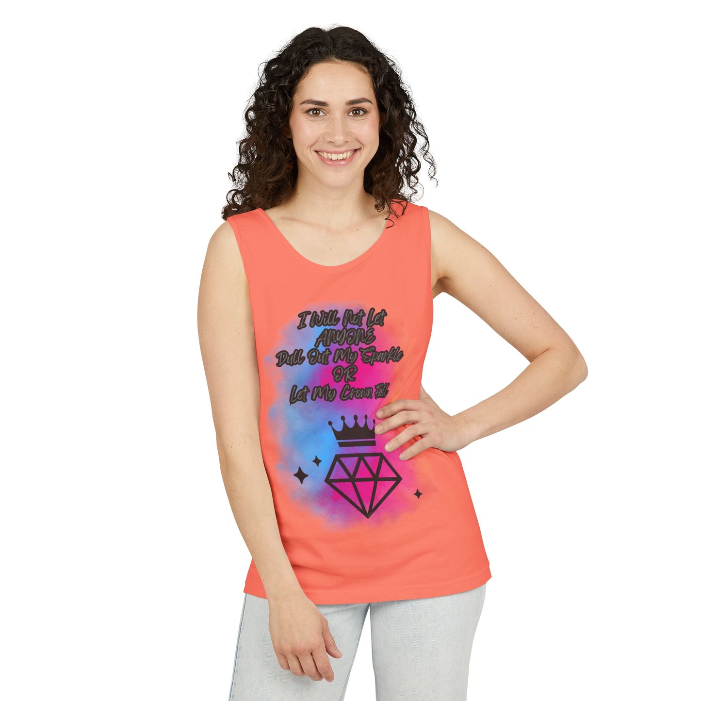 Empowering Unisex Garment-Dyed Tank Top - "I Will Not Let Anyone Put Out My Sparkle" Design