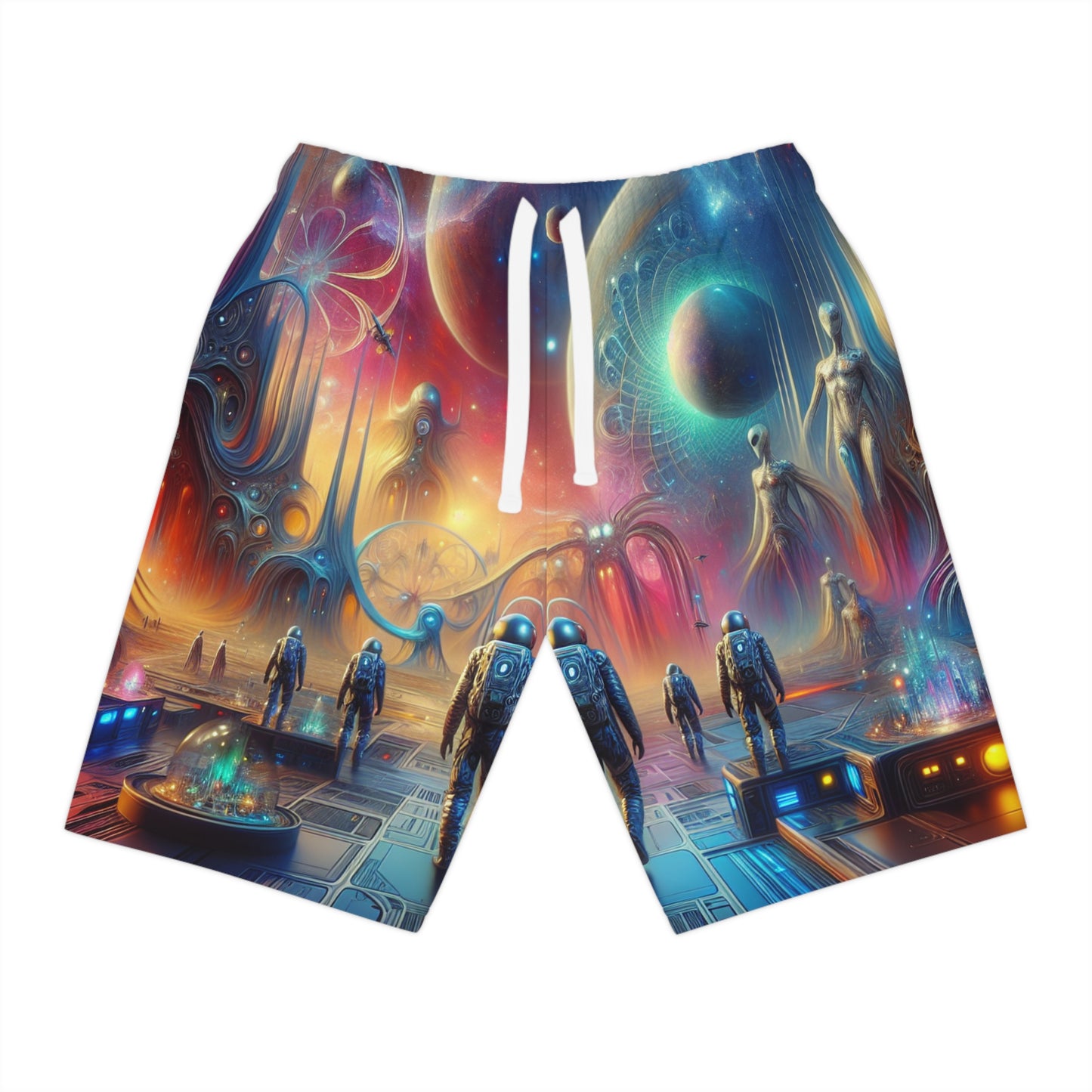Athletic Long Shorts - Futuristic Space Design
