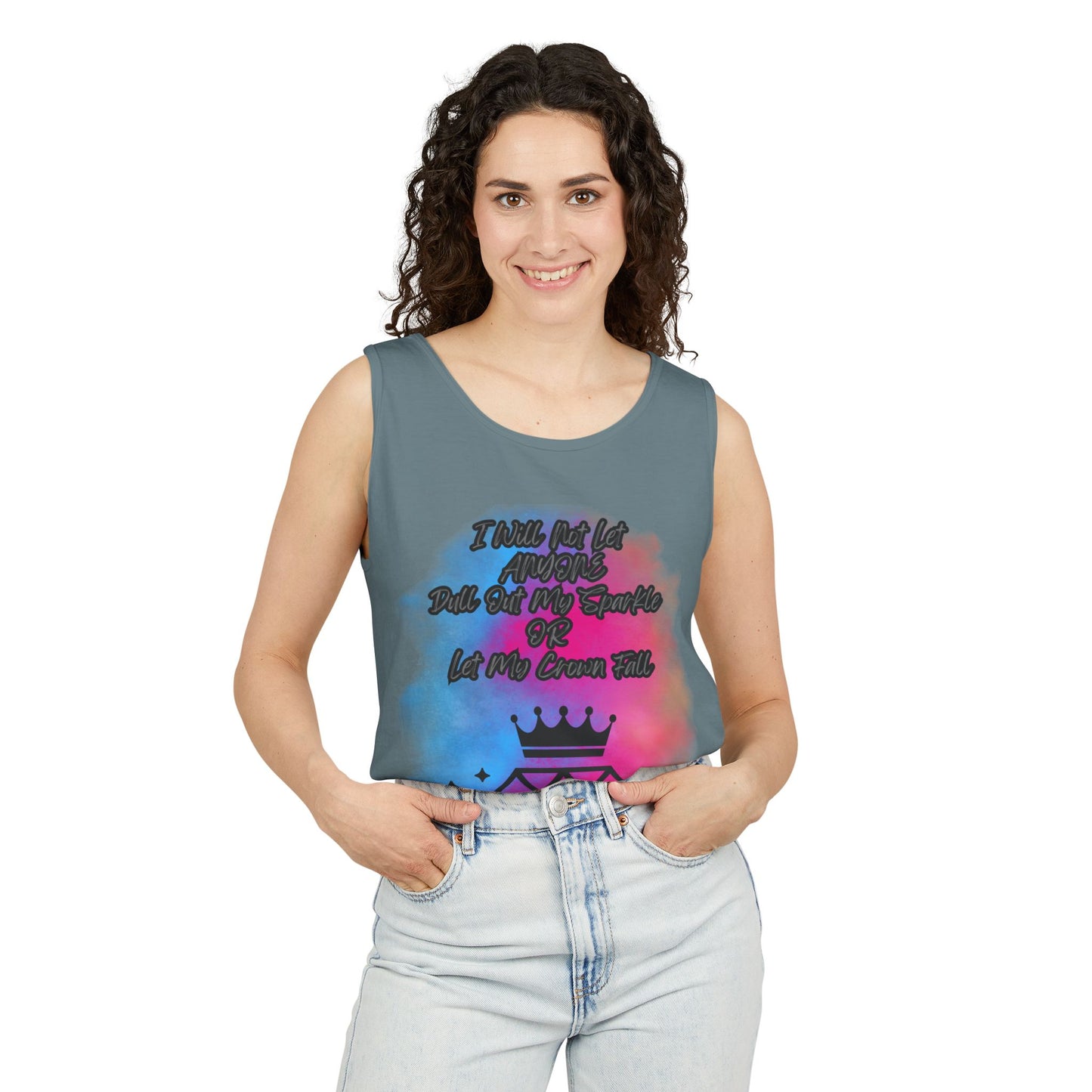 Empowering Unisex Garment-Dyed Tank Top - "I Will Not Let Anyone Put Out My Sparkle" Design