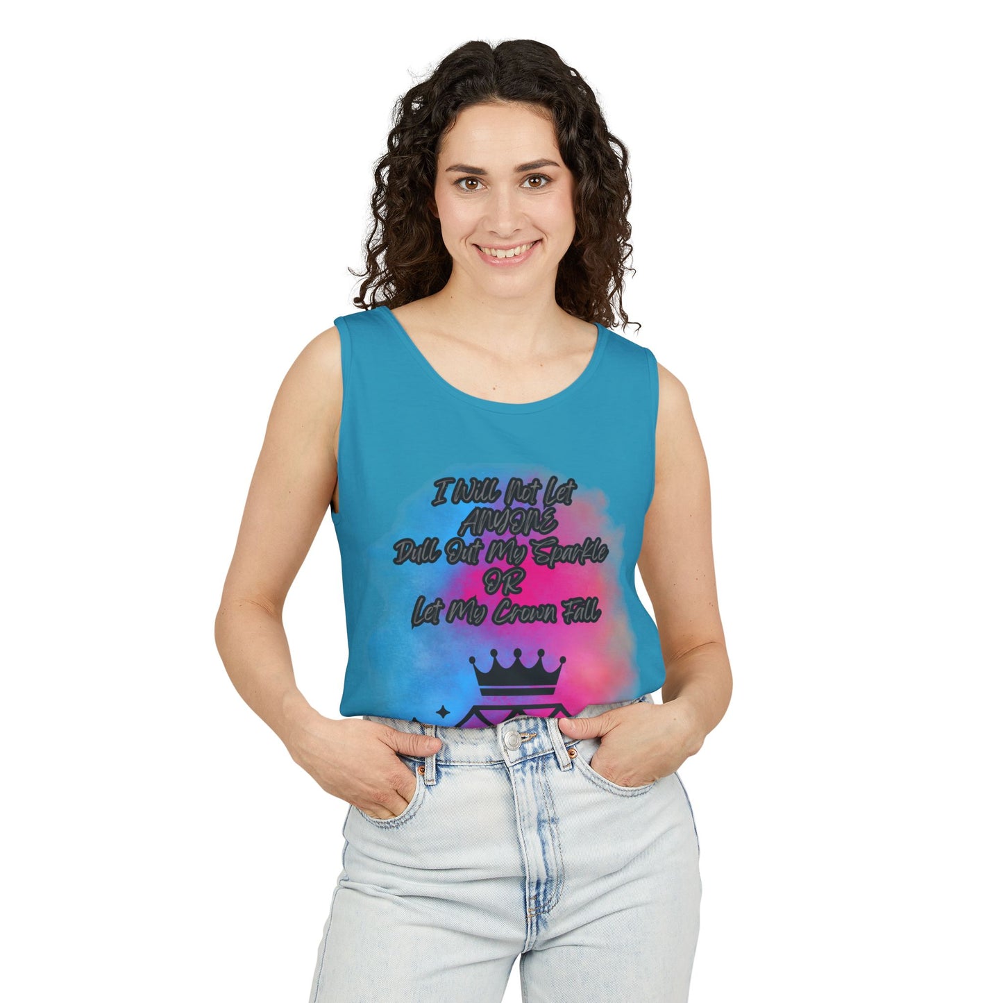Empowering Unisex Garment-Dyed Tank Top - "I Will Not Let Anyone Put Out My Sparkle" Design