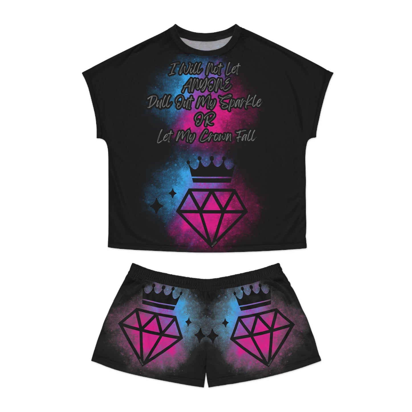 Short Pajama Set - Sparkle Crown Design