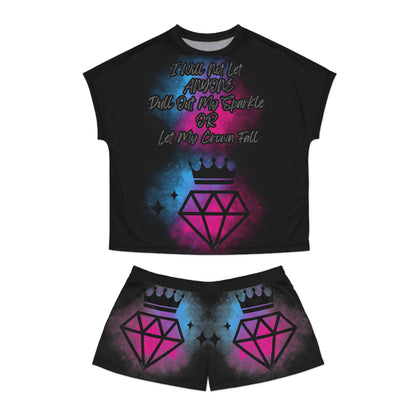 Short Pajama Set - Sparkle Crown Design