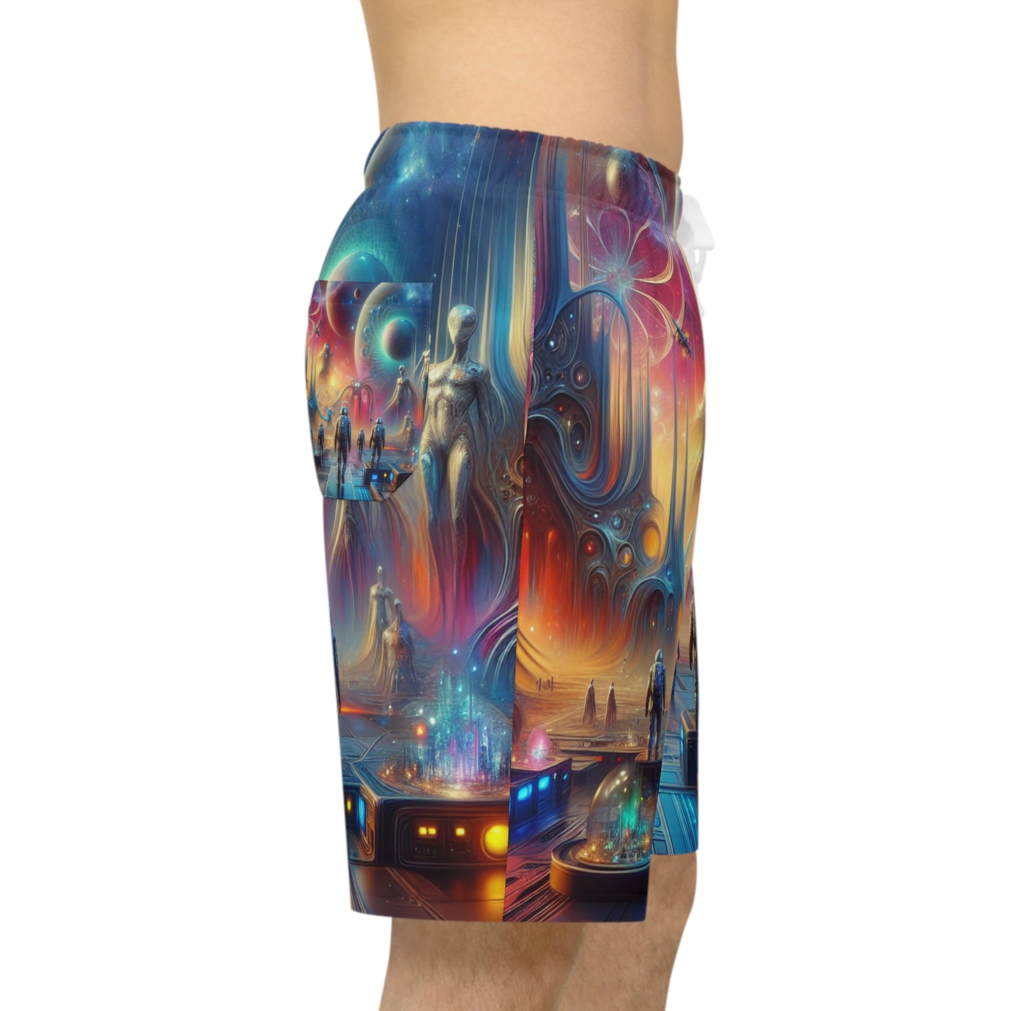 Athletic Long Shorts - Futuristic Space Design