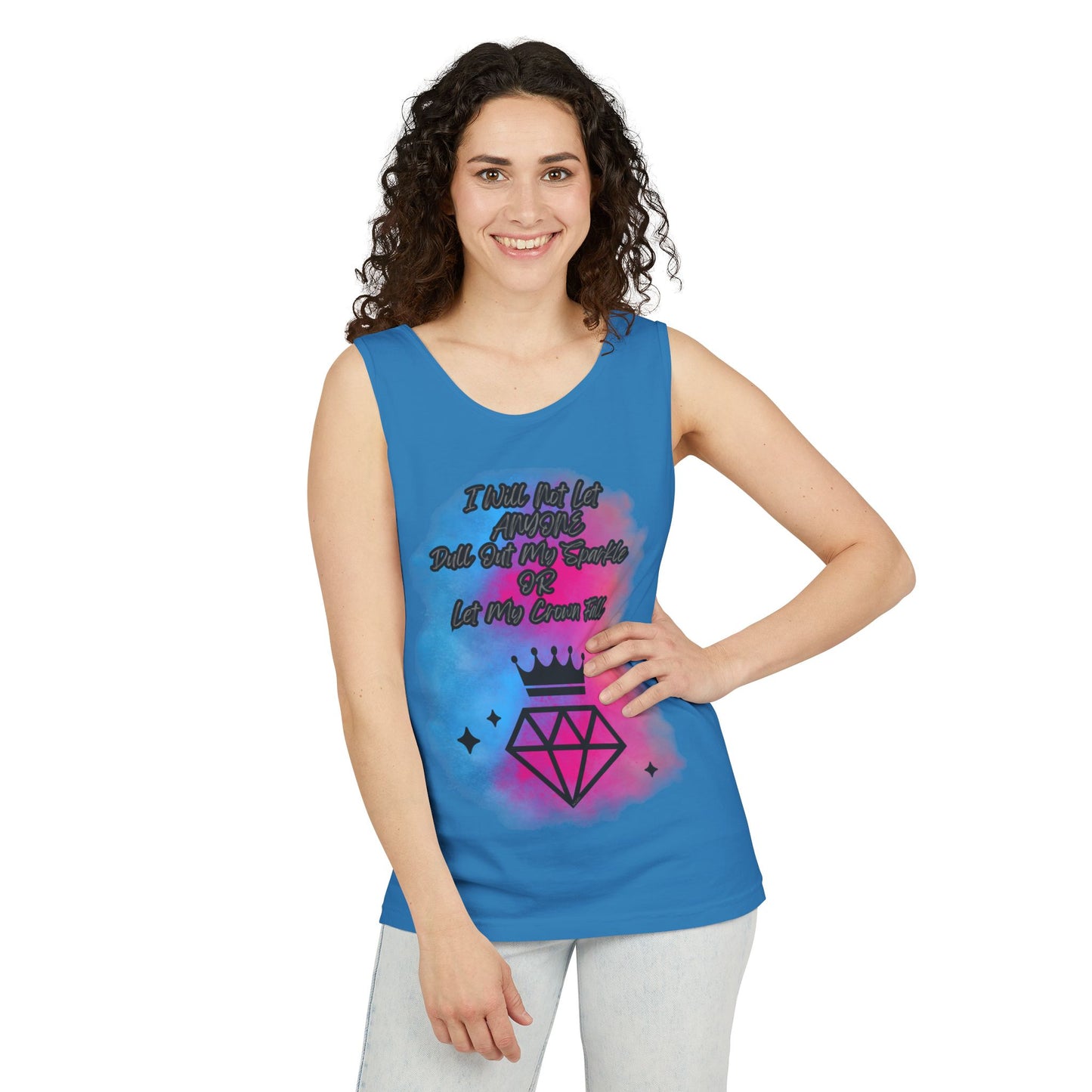 Empowering Unisex Garment-Dyed Tank Top - "I Will Not Let Anyone Put Out My Sparkle" Design