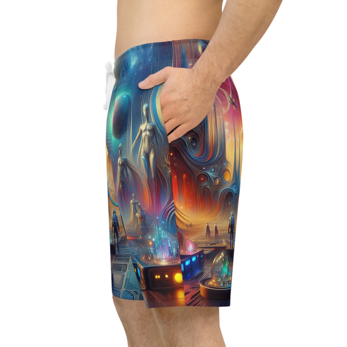 Athletic Long Shorts - Futuristic Space Design